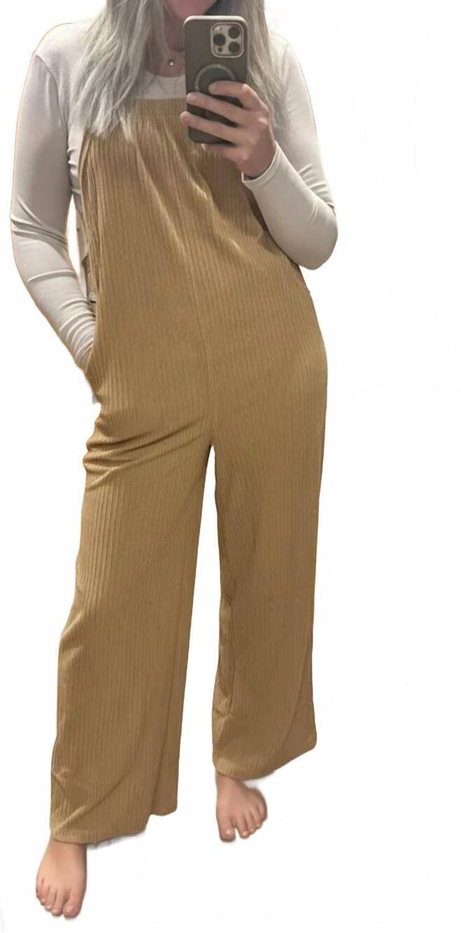 NEW LOVESOFT corduroy wide leg overalls in gray morn